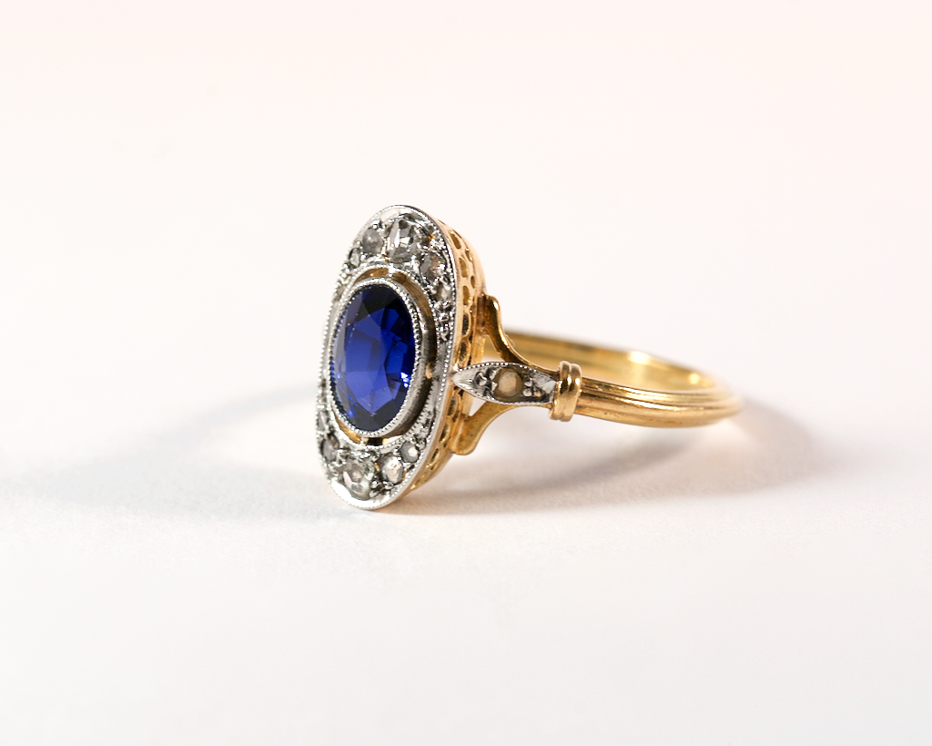 Bague saphir bleu : pierre précieuse ovale, argent sterling 925, modèle unisexe - Canada